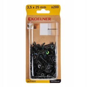 Wkręty czarne płyt gk karton drewno 3,5x25 200szt BFT3525