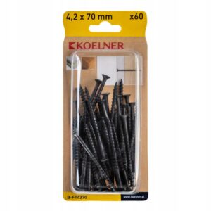 Wkręty czarne płyt gk karton drewno 4,2x70 60szt BFT4270