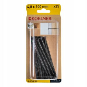 Wkręty czarne płyt gk karton drewno 4,8x100 25szt BFT48100