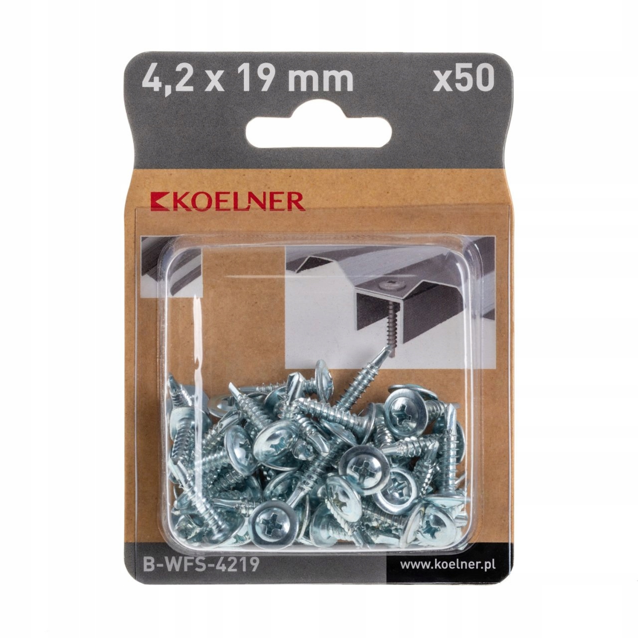 WKRĘTY SAMOWIERCĄCE ocynk blacha 4,2x19mm 50szt BWFS4219