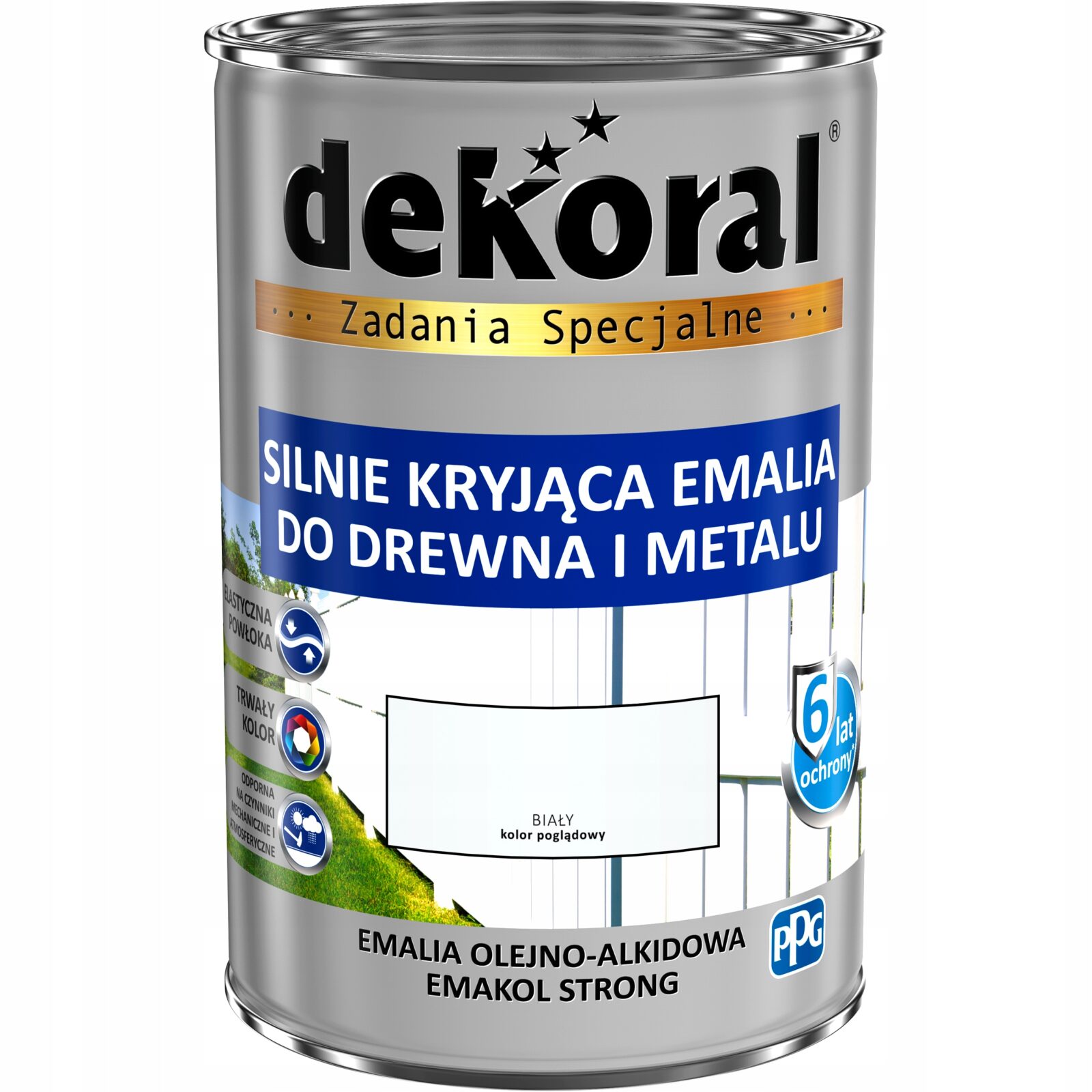 EMAKOL STRONG EMALIA DO DREWNA METALU BIAŁY 0,9L połysk