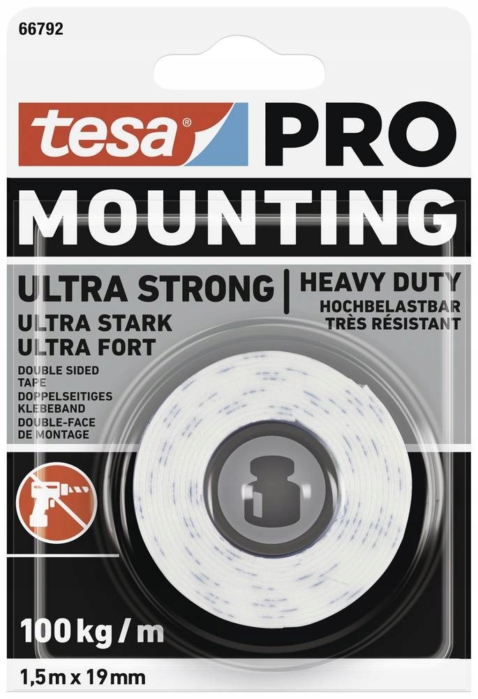 Taśma montażowa tesa PRO Mounting 1,5mx19mm mocna 66792-00004-00