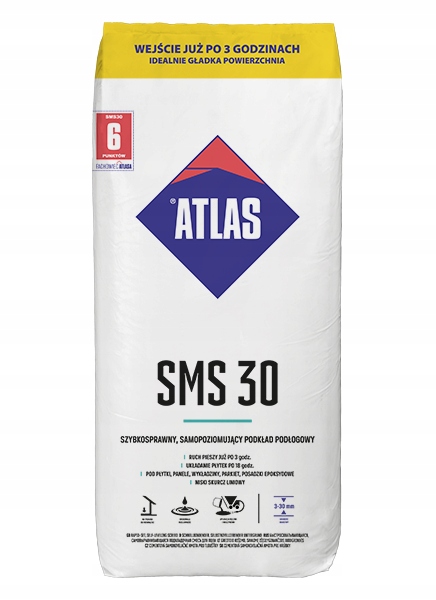 ATLAS SMS 30 SAMOPOZIOMUJĄCY PODKŁAD PODŁOGA 25KG