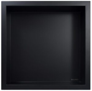 PÓŁKA WNĘKOWA CZARNA Z KOŁNIERZEM 30x30x7 CM STAL