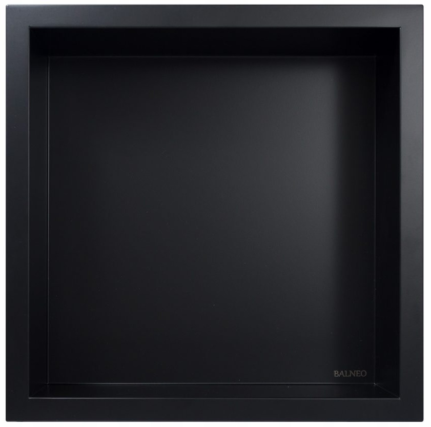 PÓŁKA WNĘKOWA CZARNA Z KOŁNIERZEM 30x30x7 CM STAL