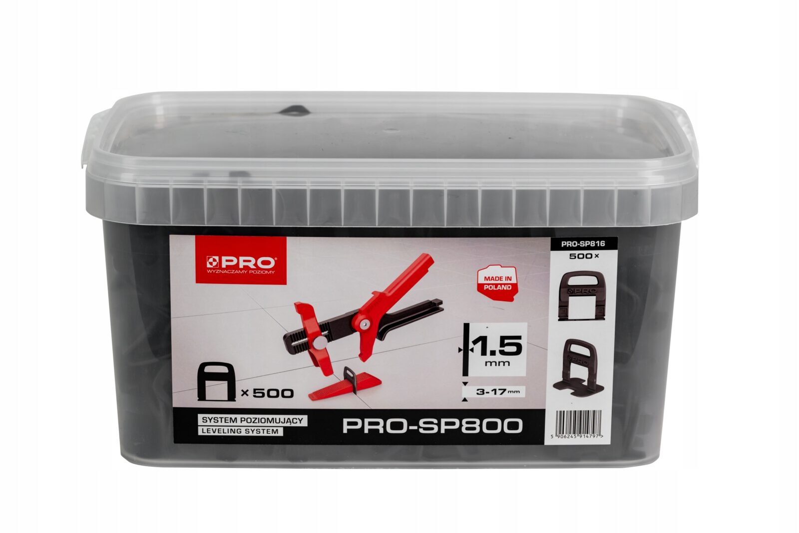 PRO System poziomujący PRO-SP800 1,5 500szt+wiadro