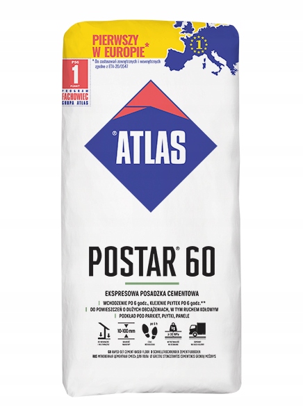 ATLAS POSTAR 60 10-100 mm POSADZKA CEMENTOWA 25KG