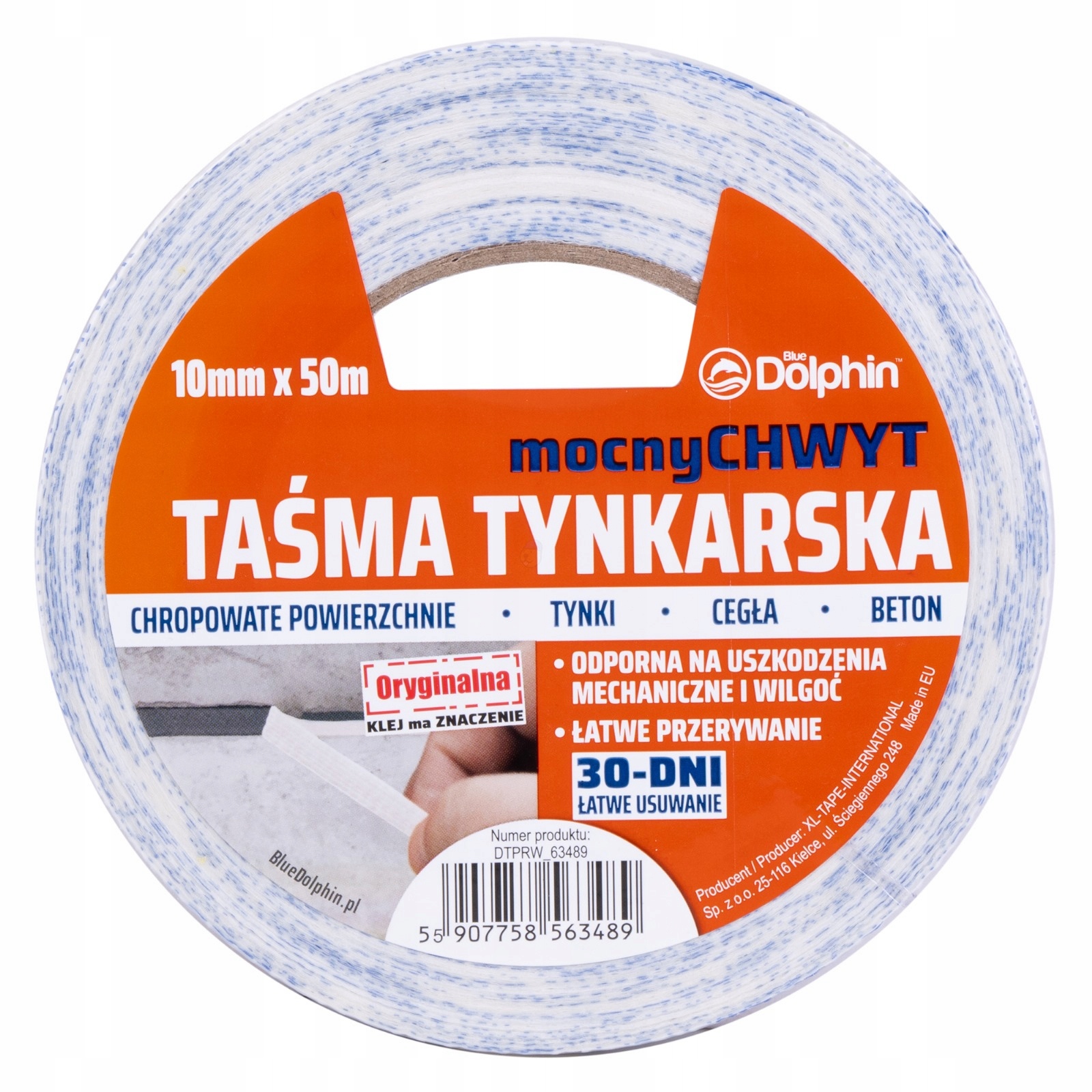 BLUE DOLPHIN TAŚMA TYNKARSKA 30 DNI BIAŁA 10MM X 50M dtprw 63489