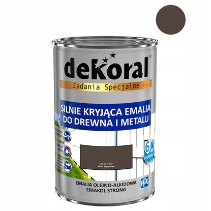 DEKORAL EMAKOL EMALIA SILNIE KRYJĄCA brązowy połysk 0,9L