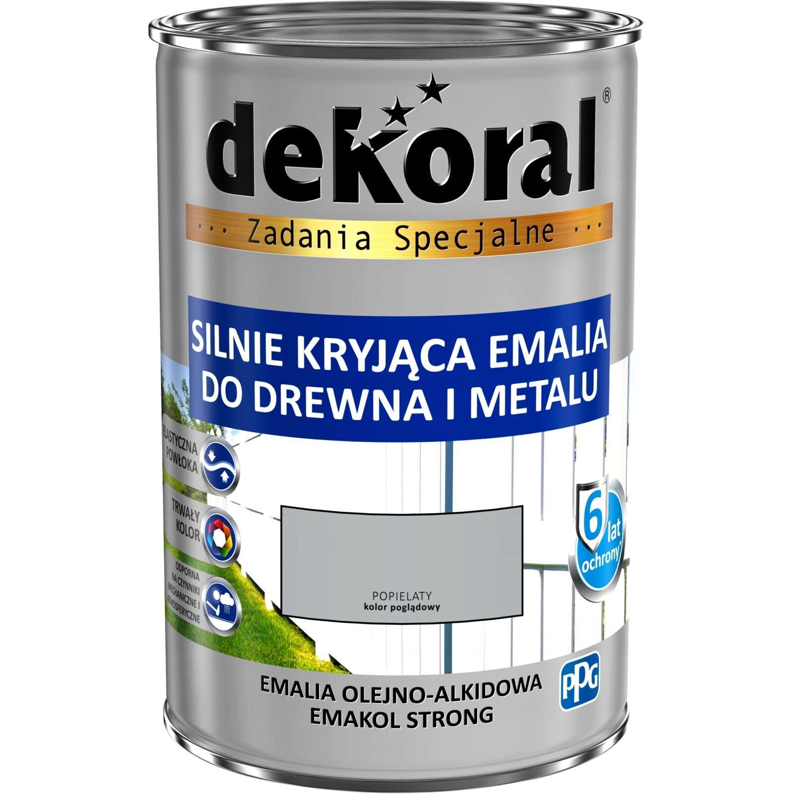 DEKORAL EMAKOL EMALIA SILNIE KRYJĄCA popielaty połysk 0,9