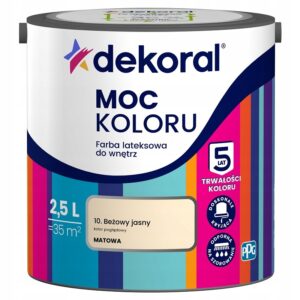 DEKORAL MOC KOLORU FARBA LATEKSOWA AKRYLIT W BEŻOWY JASNY NR 10 2,5L