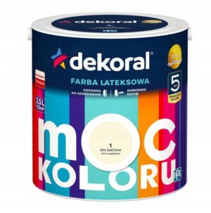 DEKORAL MOC KOLORU FARBA LATEKSOWA AKRYLIT W BITA ŚMIETANA NR 1 5L