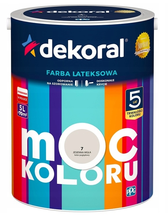 DEKORAL MOC KOLORU FARBA LATEKSOWA AKRYLIT W jesienna mgła nr 7 5L