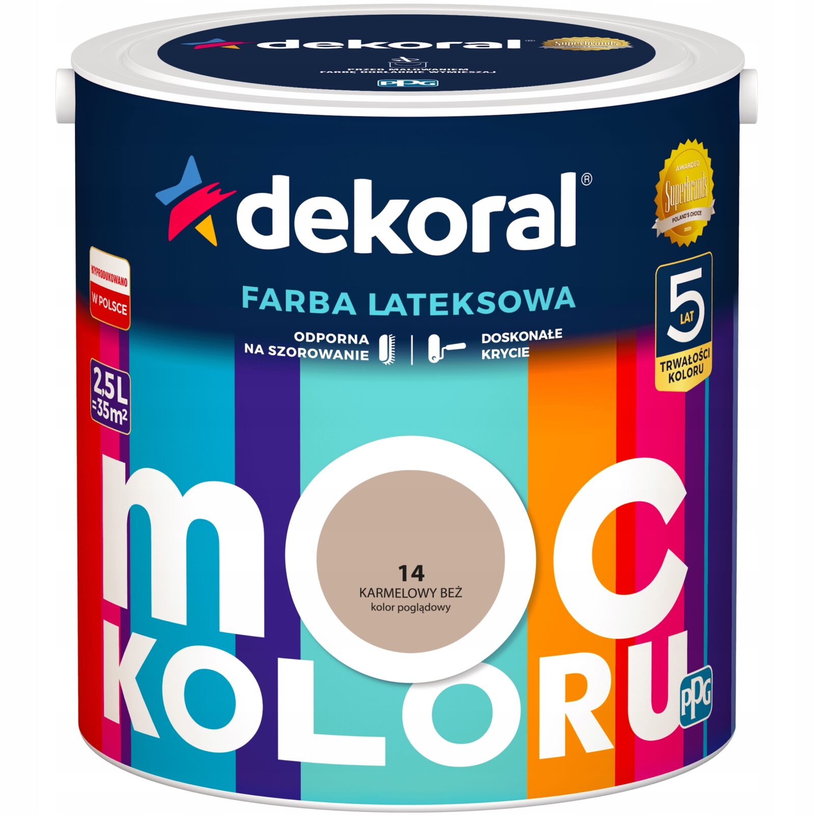 DEKORAL MOC KOLORU FARBA LATEKSOWA AKRYLIT W karmelowy beż nr 14 2,5L