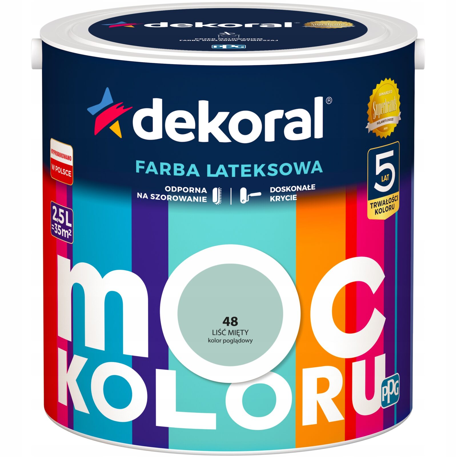 DEKORAL MOC KOLORU FARBA LATEKSOWA AKRYLIT W liść mięty nr 48 2,5L