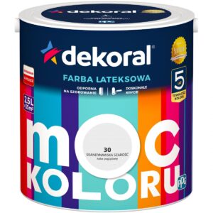 DEKORAL MOC KOLORU FARBA LATEKSOWA AKRYLIT W skandynawska szarość nr 30 2,5
