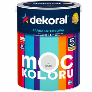 DEKORAL MOC KOLORU FARBA LATEKSOWA AKRYLIT W szary klasyczny nr 36 5L