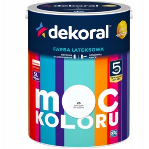 DEKORAL MOC KOLORU FARBA LATEKSOWA AKRYLIT W Biały Dom NR 26 5L