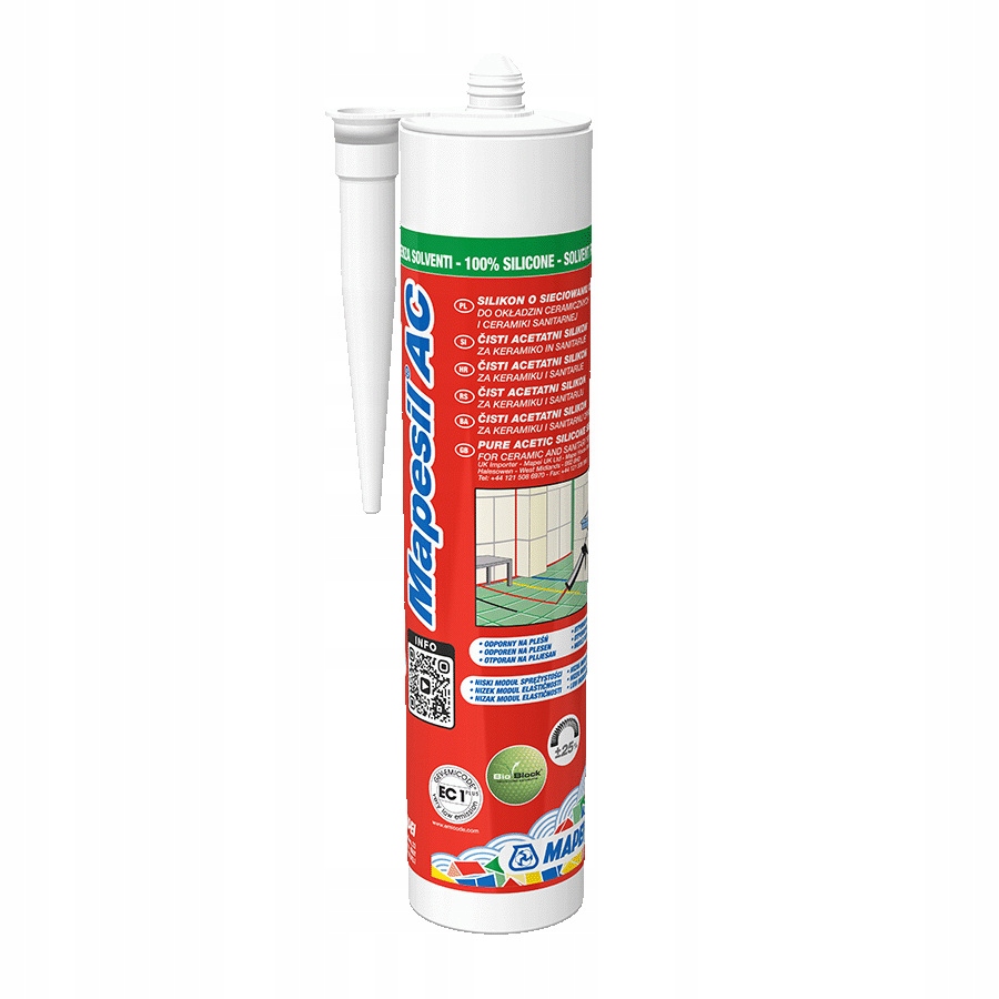 MAPEI Silikon Sanitarny Mapesil AC 125 ZAMKOWY SZARY 310ml
