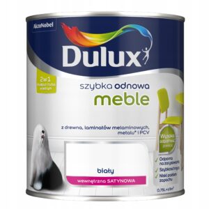 Dulux farba do mebli laminatów PCV metalu Szybka Odnowa MEBLE BIAŁY 0,75L