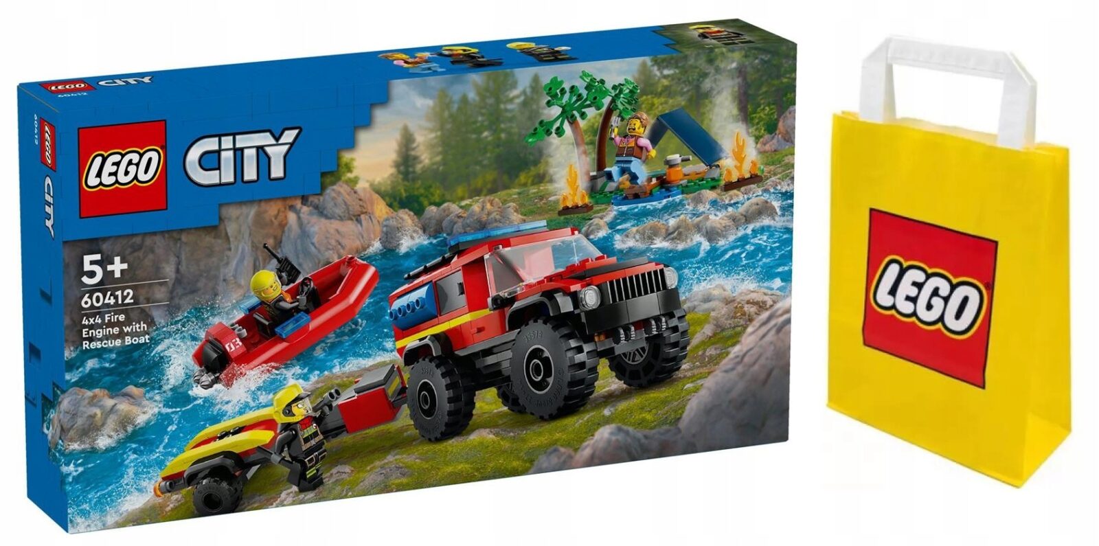 LEGO CITY 60412 TERENOWY WÓZ STRAŻACKI Z ŁODZIĄ RATUNKOWĄ KLOCKI