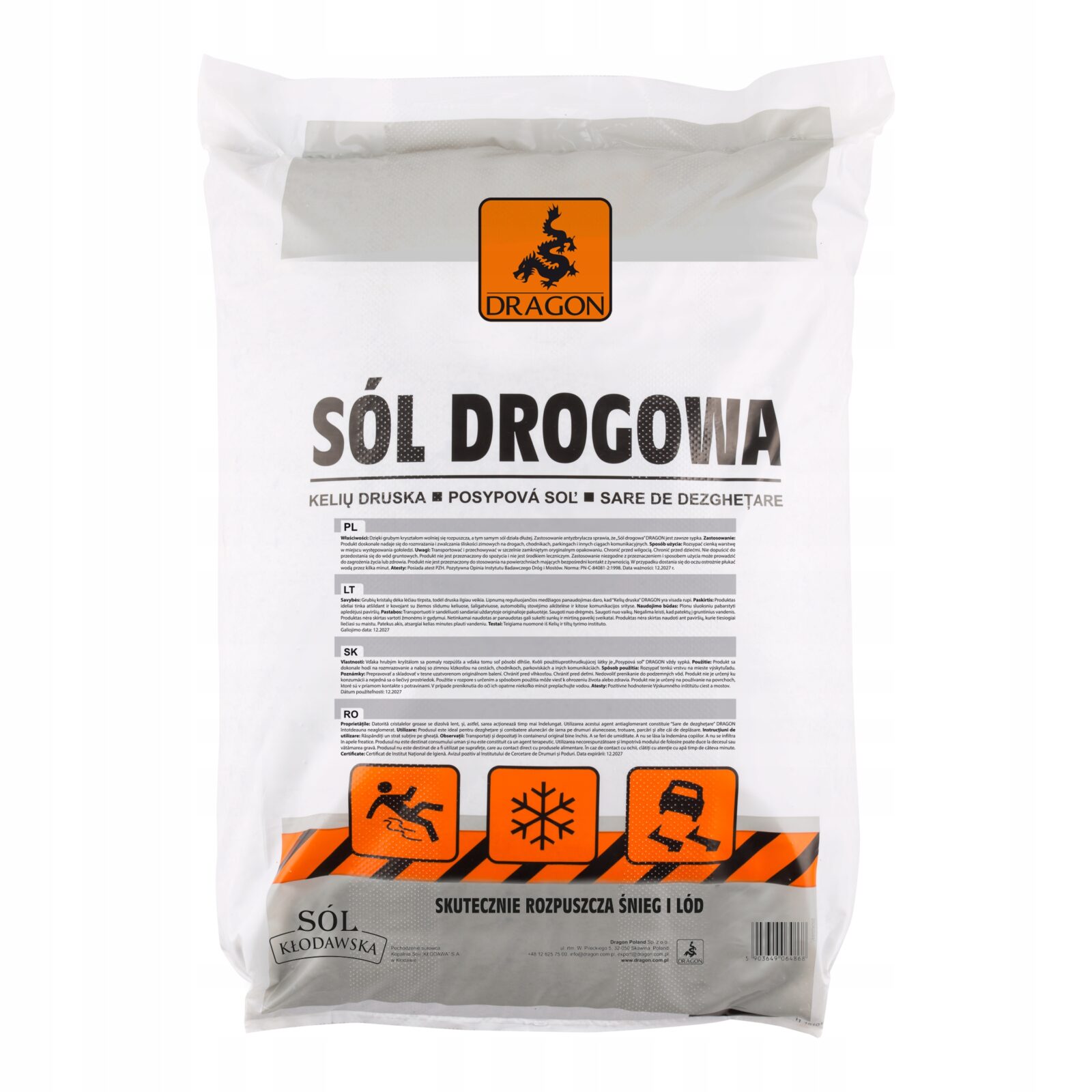 Sól drogowa 20 kg CHLOREK SODU dragon