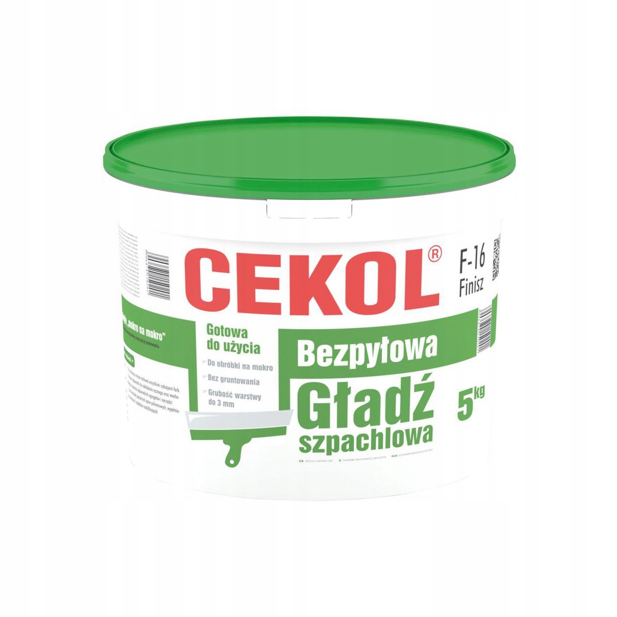 Cekol F-16 gładź bezpyłowa 5 kg gotowa do finiszowania ścian
