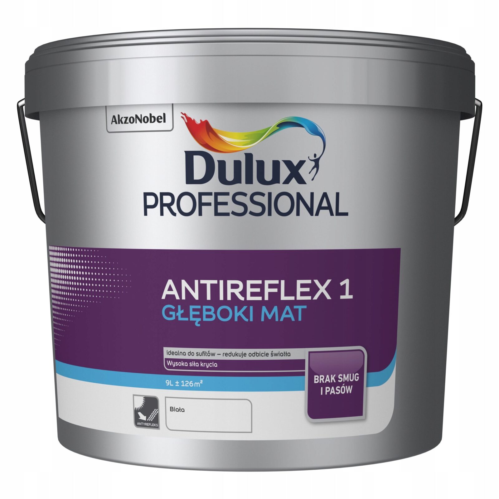 DULUX PROFESSIONAL ANTIREFLEX 1 FARBA DO ŚCIAN I SUFITÓW GŁĘBOKI MAT BIAŁA