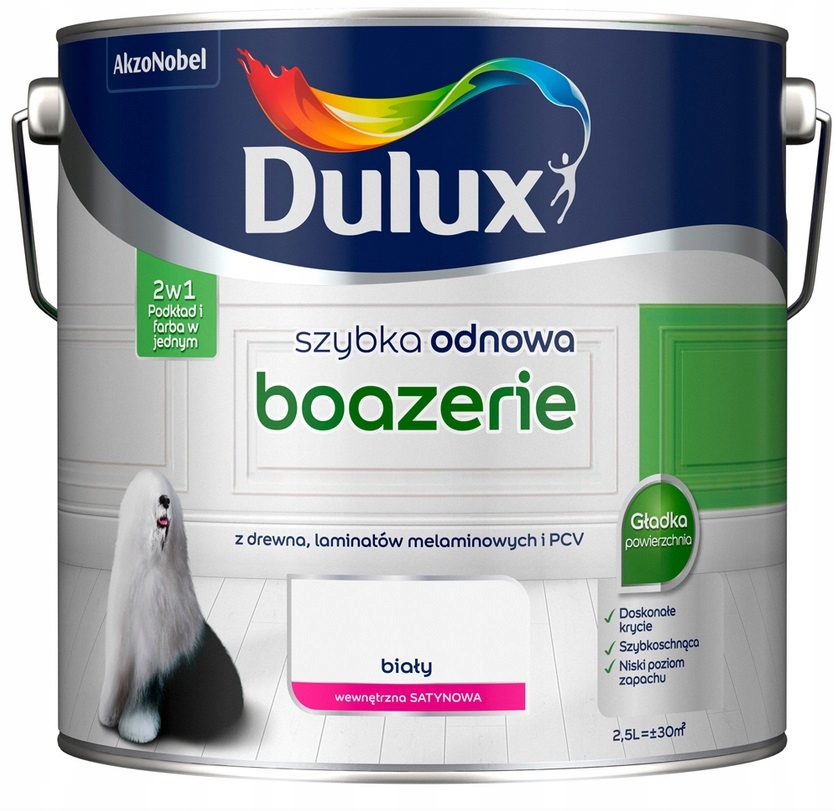 Farba DULUX szybka odnowa Boazerie Biała 2,5l