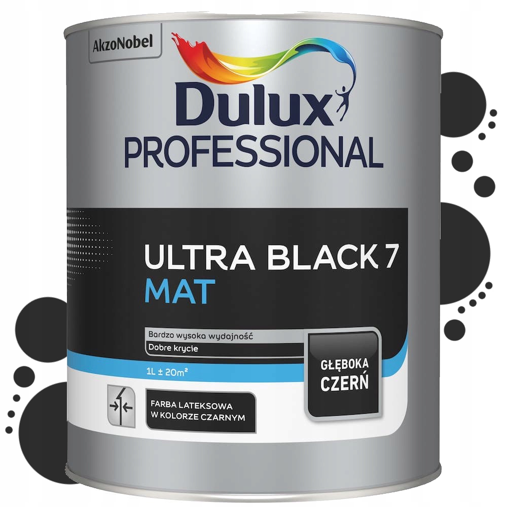 DULUX PROFESSIONAL ULTRA BLACK 7 Czarna Mat 1L