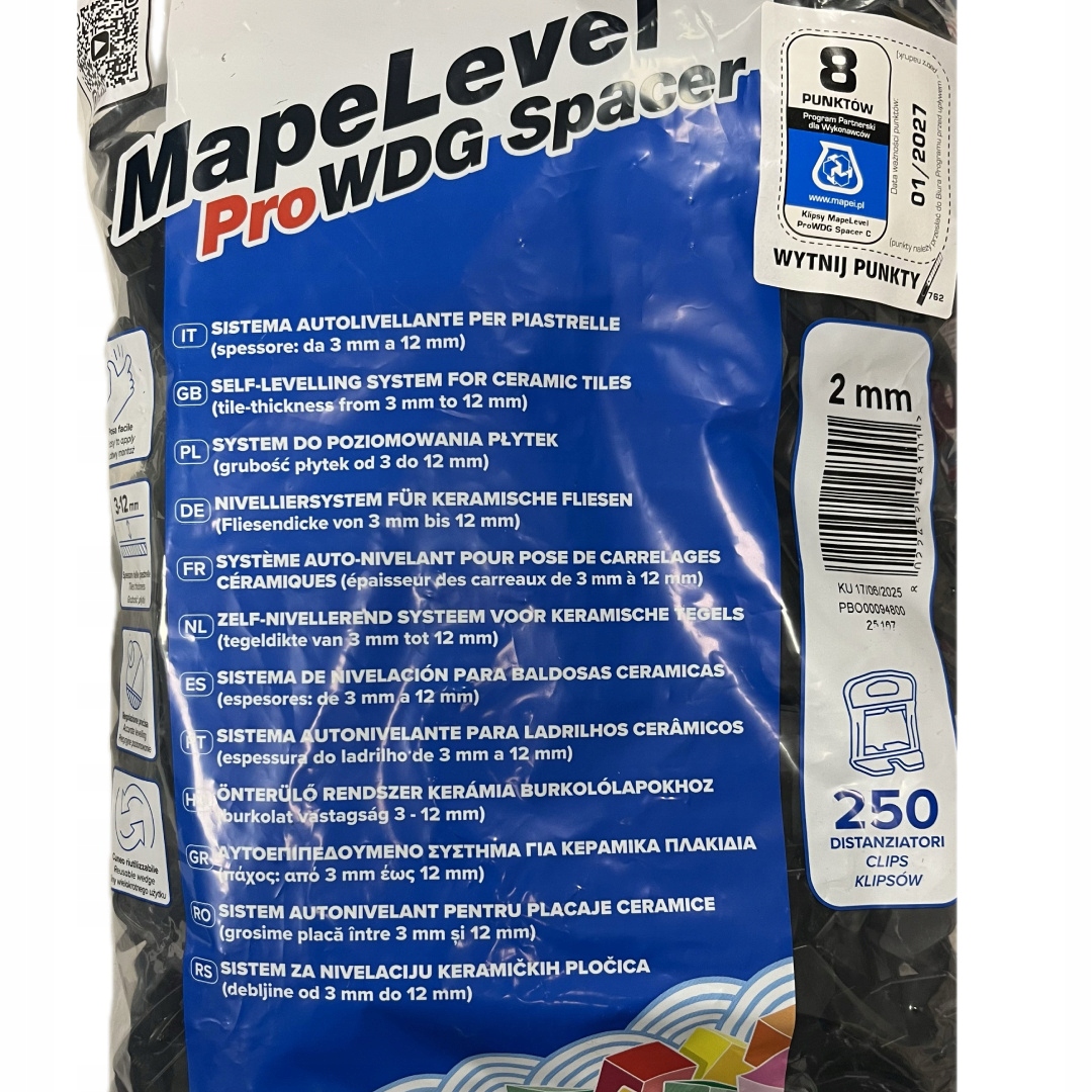 MAPEI Mapelevel ProWDG Klipsy dystansowe do poziomowania płytek 2mm 250szt