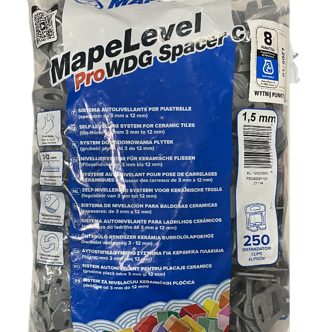 MAPEI Mapelevel ProWDG Klipsy dystansowe do poziomowania płytek 1,5mm 250sz