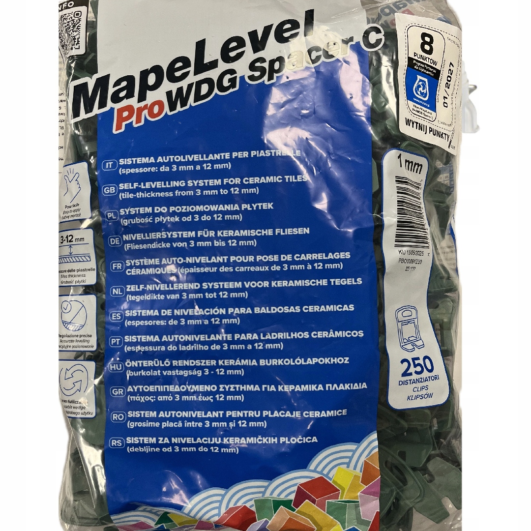 MAPEI Mapelevel ProWDG Klipsy dystansowe do poziomowania płytek 1mm 250szt