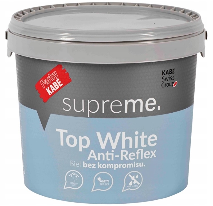 Farba akrylowa do ścian sufitów antyrefleksyjna TOP WHITE ANTI-REFLEX 10L
