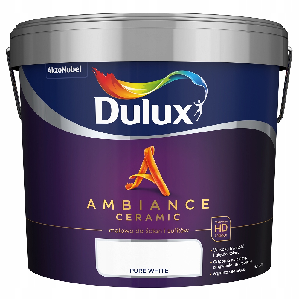 Dulux farba do ścian ceramiczna Ambiance Ceramic Pure White CZYSTA BIAŁA 9L