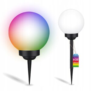 Lampa Solarna Ogrodowa LED Wbijana Naziemna Biała Kula 15 atris KULKA KOLOR