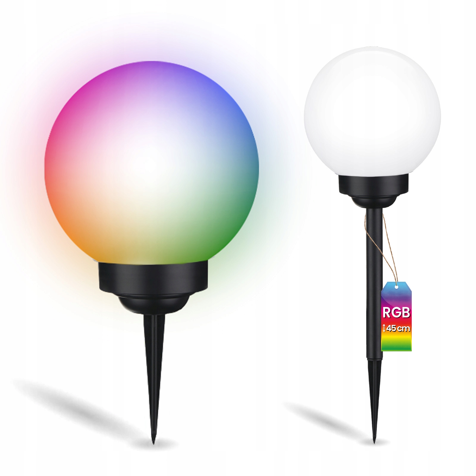 Lampa Solarna Ogrodowa LED Wbijana Naziemna Biała Kula 15 atris KULKA KOLOR