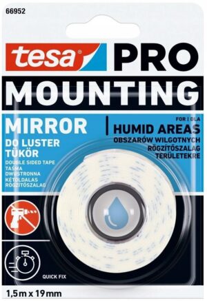 Taśma dwustronna Tesa Mounting PRO Mirror 19mm x 1,5m do luster 66952-00006