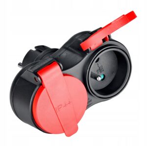 ELGOTECH R-20BS-24 Rozgałęźnik 2-krotny 2x2P+Z gniazda okrągłe IP-44, 250V~