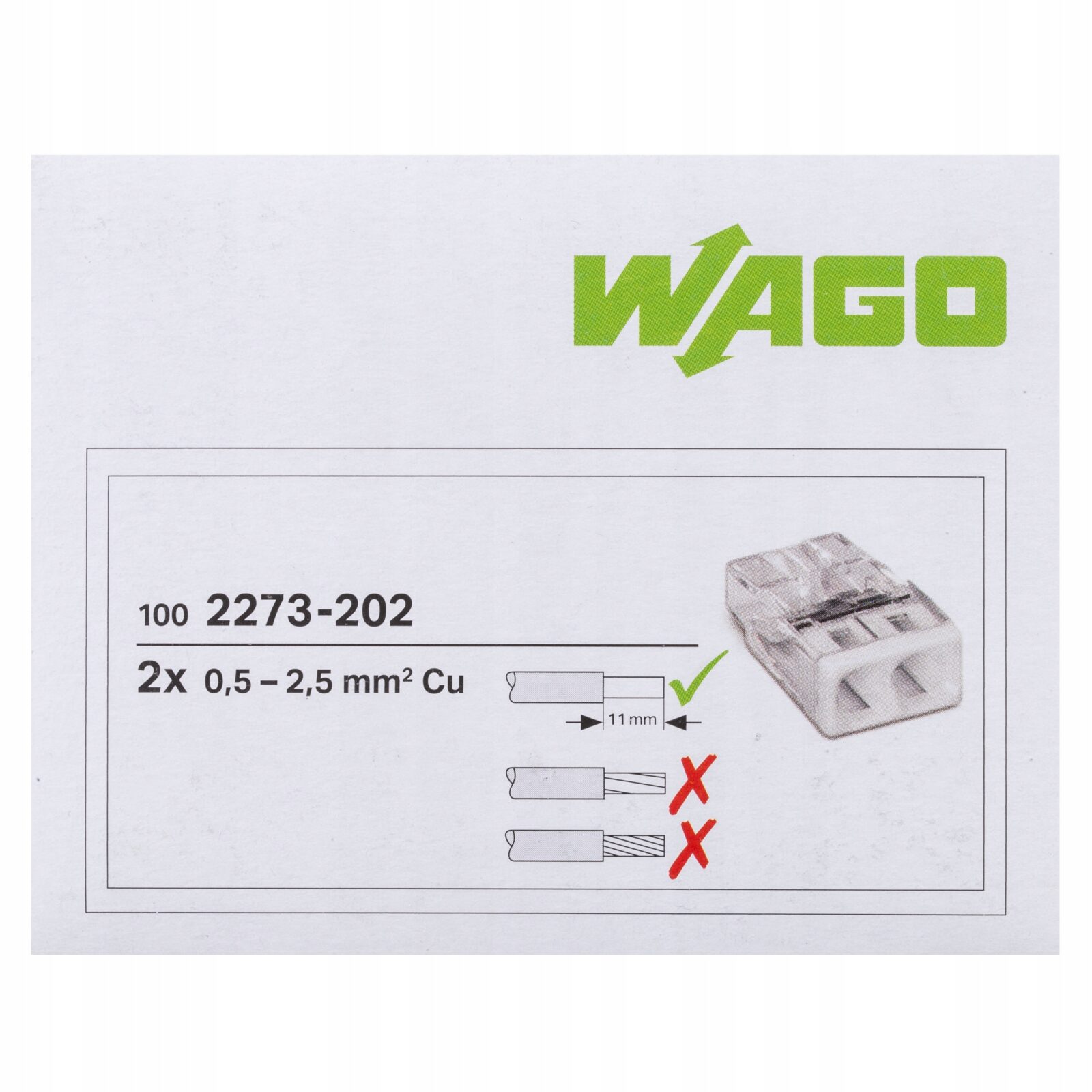 WAGO ZŁĄCZKA NA DRUT POTRÓJNA WCISK 3x2,5 2273-203 50 szt