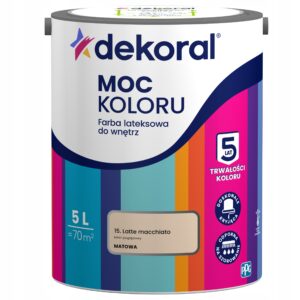DEKORAL MOC KOLORU FARBA LATEKSOWA AKRYLIT W latte macchiato nr 15 5l