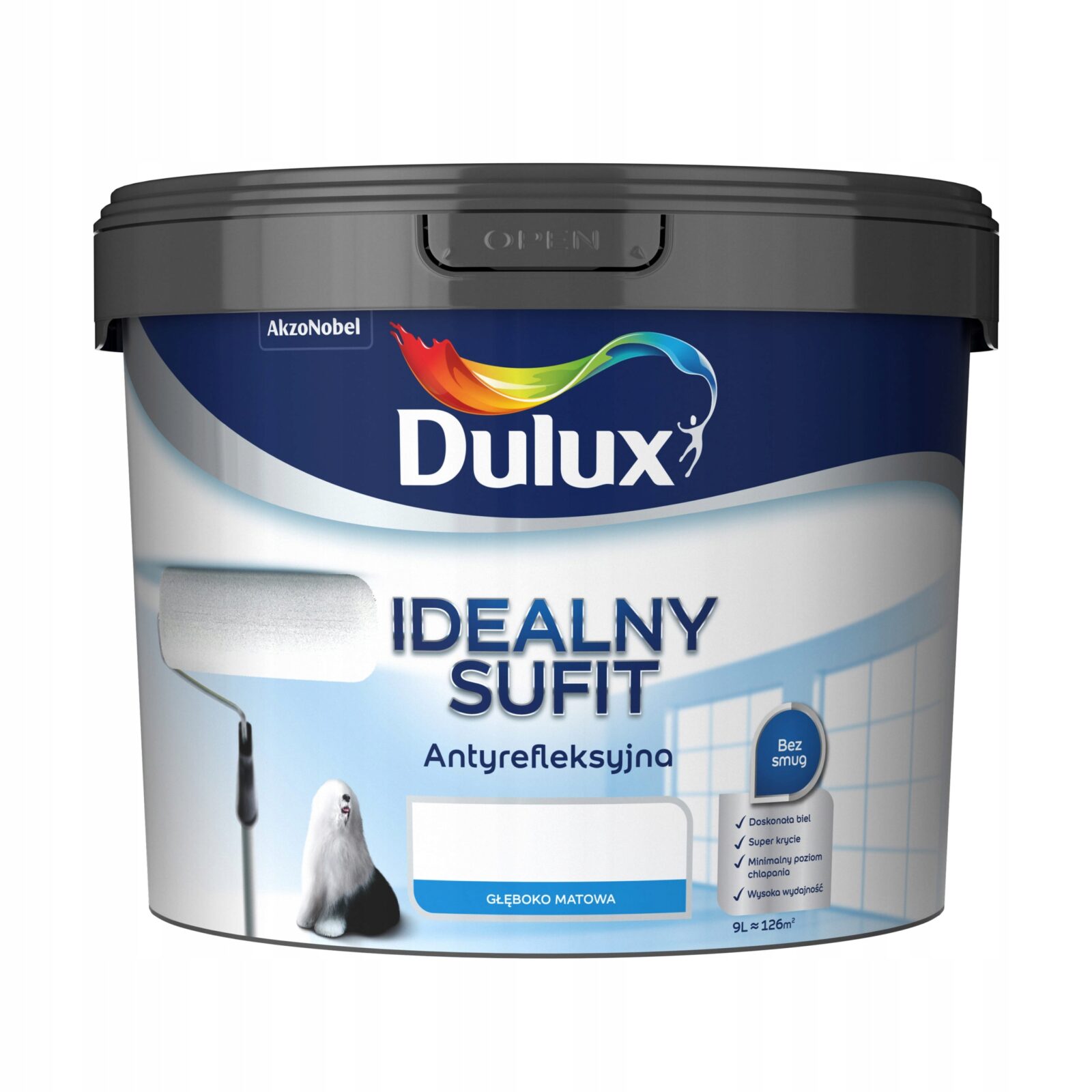 DULUX IDEALNY SUFIT 9L BIAŁA FARBA DO SUFITÓW