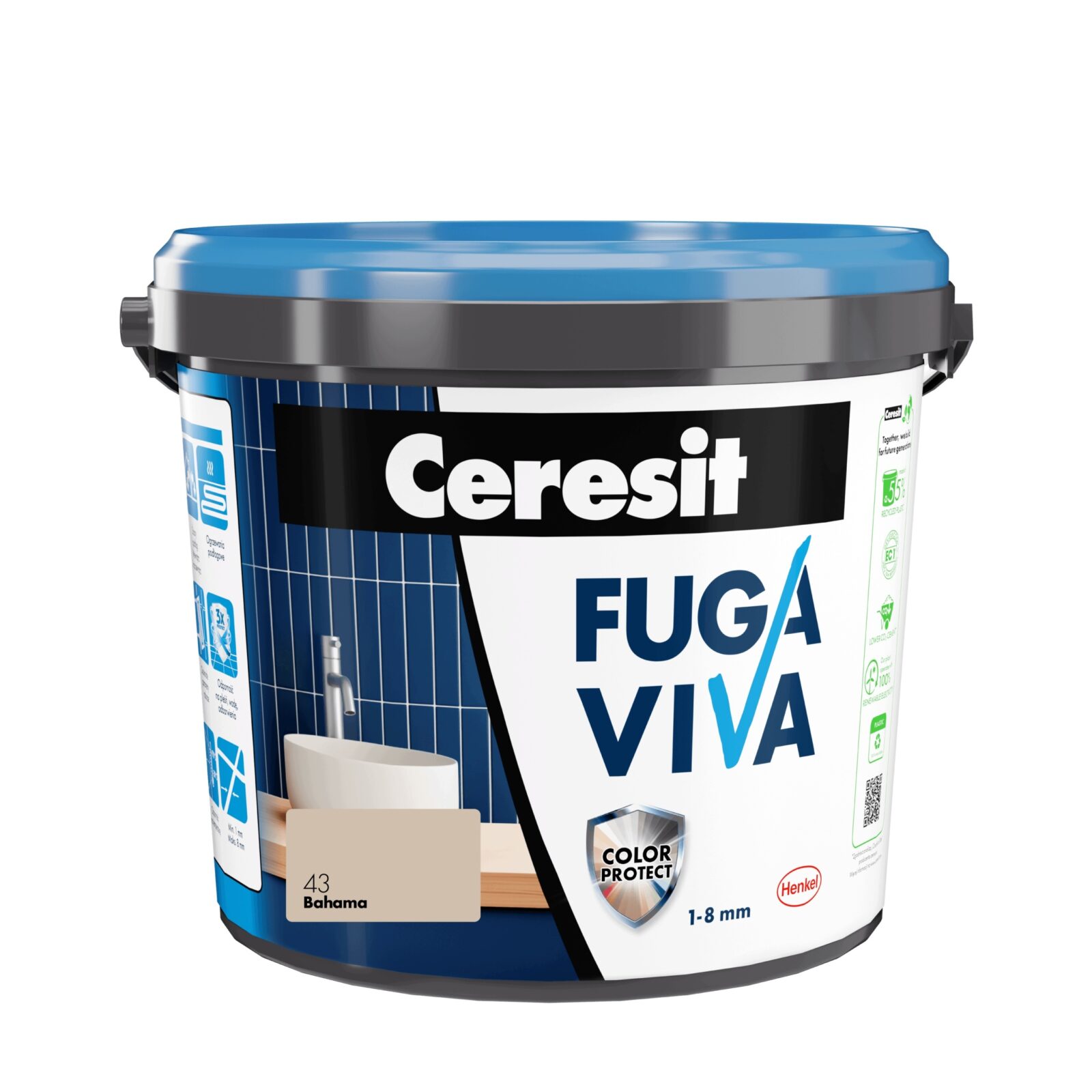 Ceresit VIVA fuga elastyczna cementowa 1-8 mm wiadro 4kg BAHAMA 43
