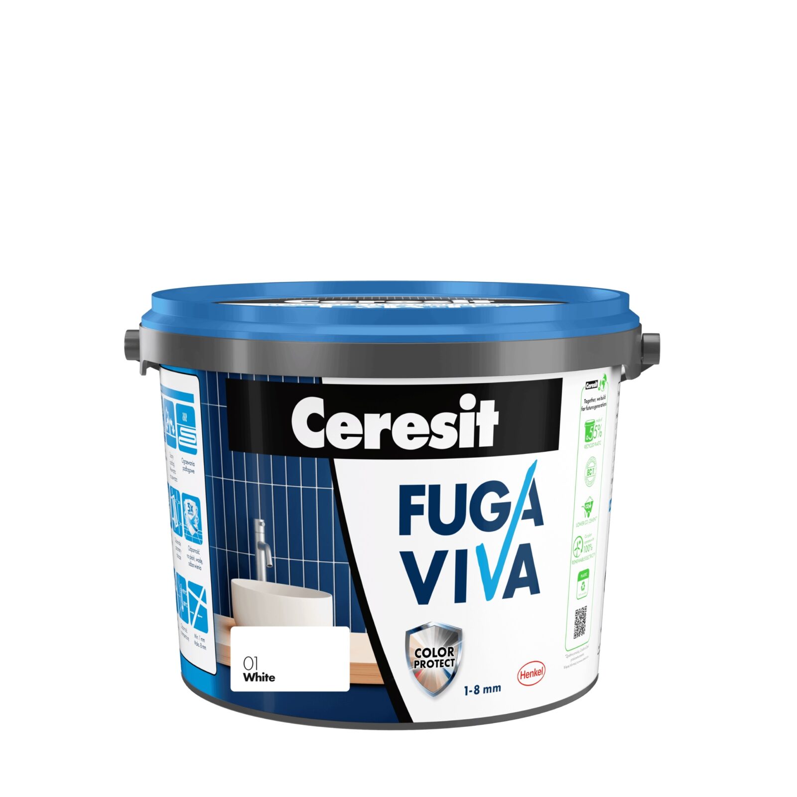 Ceresit VIVA fuga elastyczna cementowa 1-8 mm wiadro 2kg WHITE 01