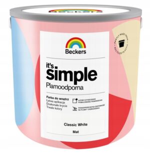 BECKERS IT`S SIMPLE PLAMOODPORNA FARBA DO ŚCIAN SUFITÓW CLASSIC WHITE 2.5L