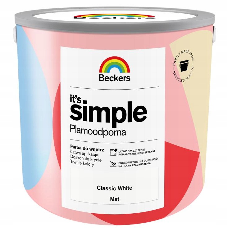 BECKERS IT`S SIMPLE PLAMOODPORNA FARBA DO ŚCIAN SUFITÓW CLASSIC WHITE 2.5L