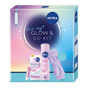 Nivea Zestaw GlowGo Kit dezodorant+ krem+pomadka+ opaska do włosów 02148