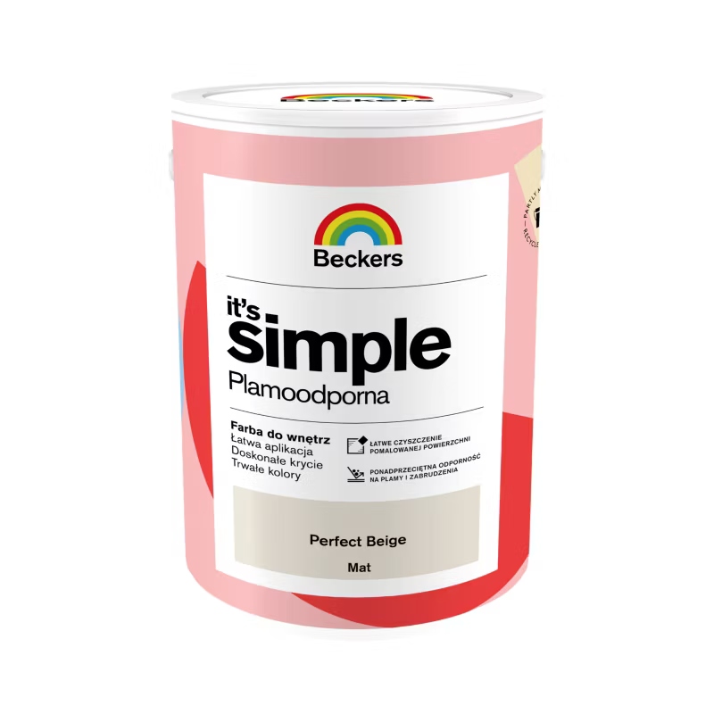 BECKERS IT`S SIMPLE PLAMOODPORNA FARBA DO ŚCIAN SUFITÓW PERFECT BEIGE 5L