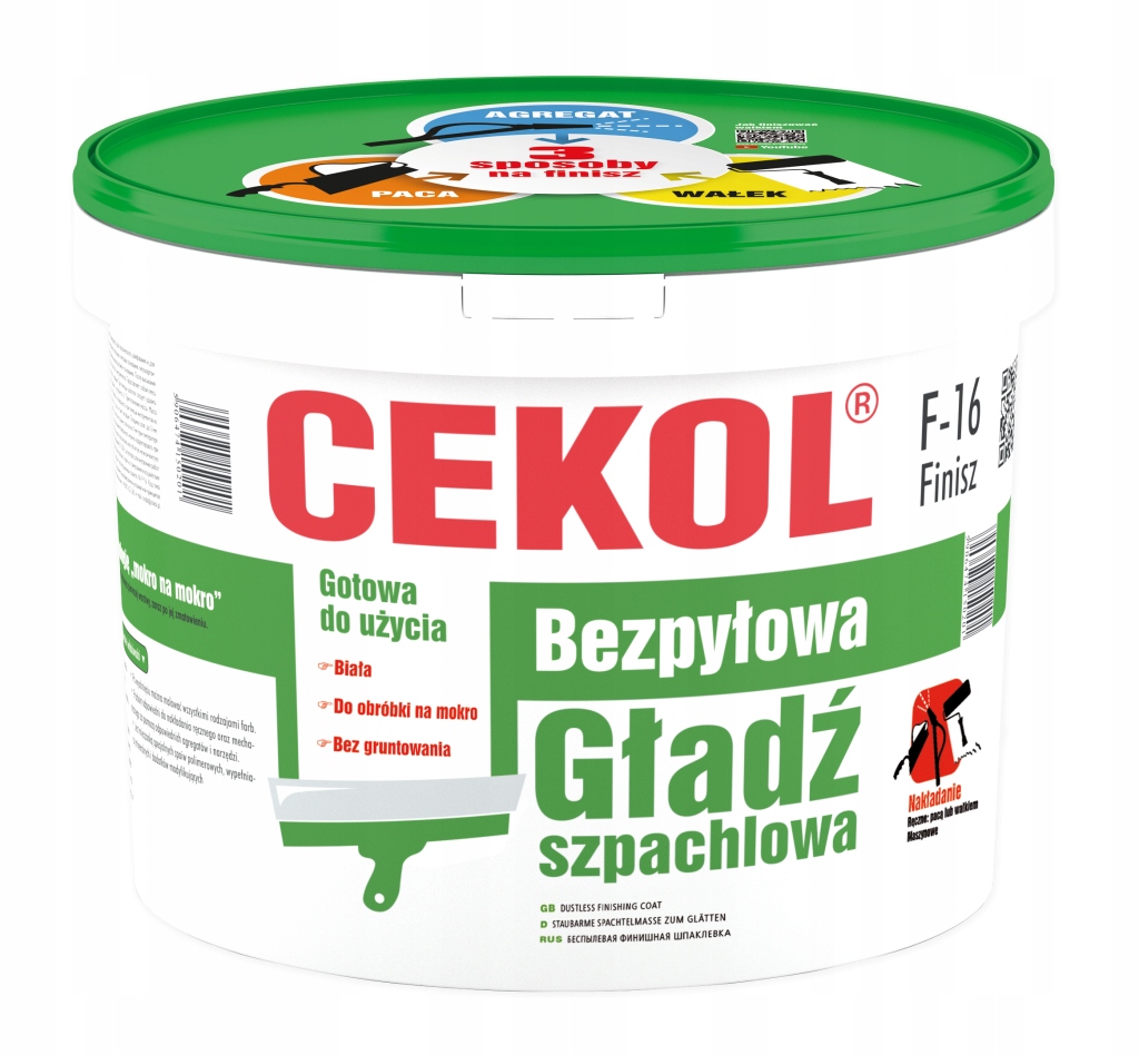 CEKOL F-16 BEZPYŁOWA GOTOWA GŁADŹ SZPACHLOWA 1,8KG