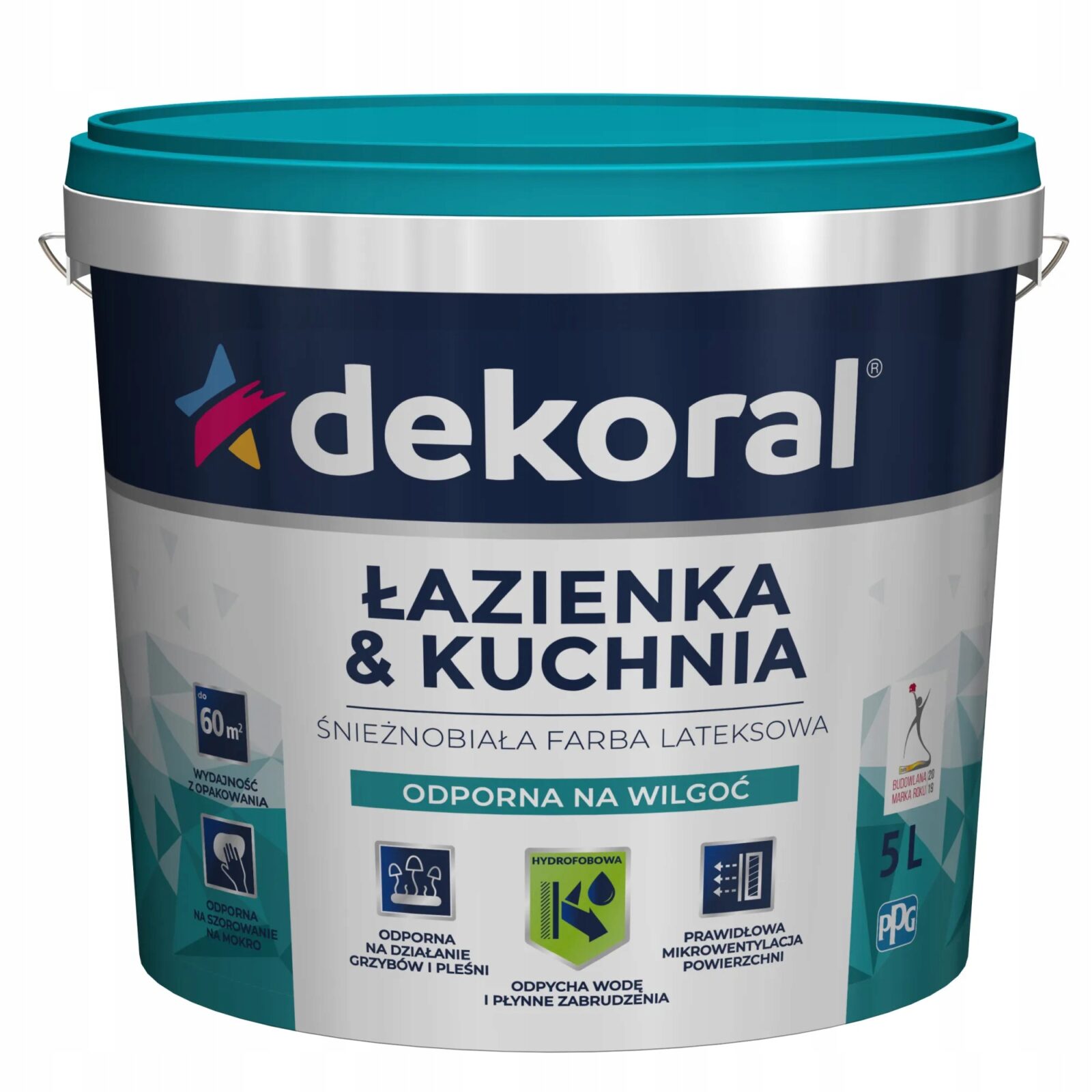 DEKORAL MALEINAK ŁAZIENKA KUCHNIA Farba śnieżnobiała 5L